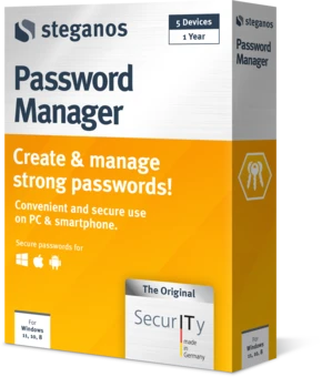 Steganos Password Manager packaging — right view